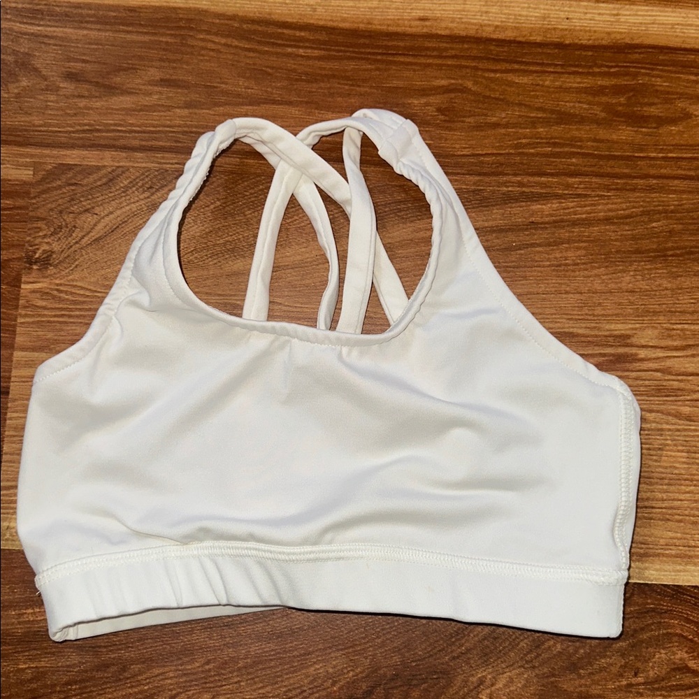 Varsity White Sports Bra